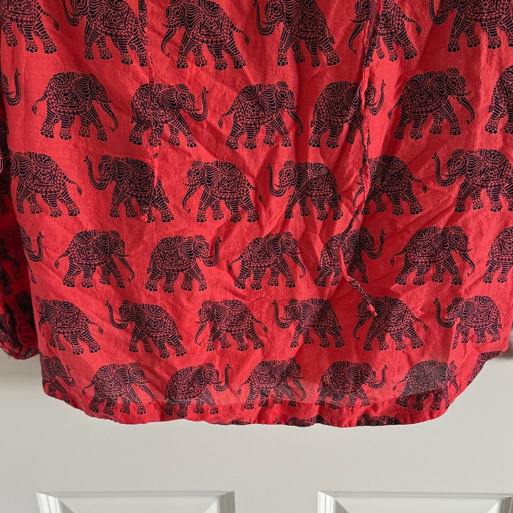 J. Crew Red Elephant Pattern Blouse Kids size 12 - Picture 4 of 7